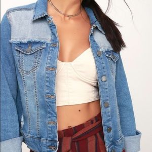 Two toned distressed Denim Jacket.